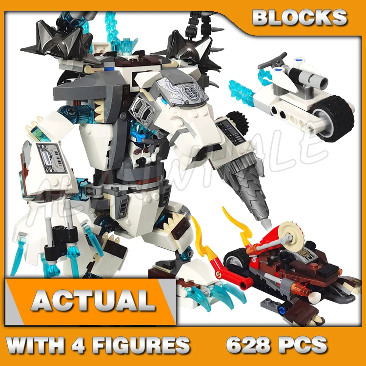 628pcs Chima Icebite Claw Spinning Driller Bears Mech Blaster Bike 10355 Building Block Toys Compatible With Model