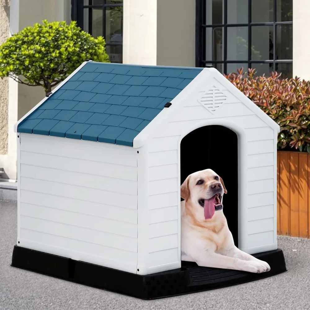 

Dog House for Large Medium Dogs 32x30.5x34.5 inches Plastic Water Resistant Dog Houses with Base Support.