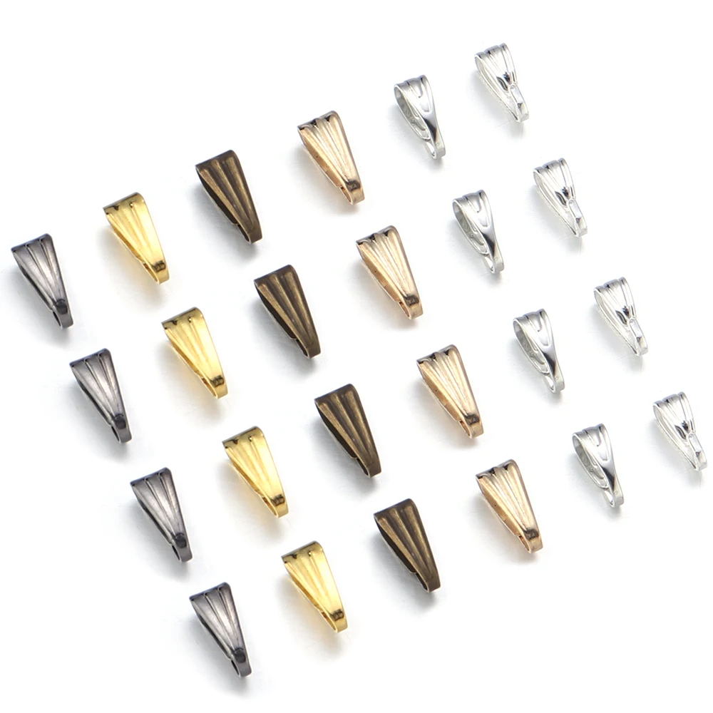 200pcs Patterned Iron Melon Seed Buckle Pendants Pinch Bail Clasps Hook Connector For Jewelry Making DIY Necklace Accessories