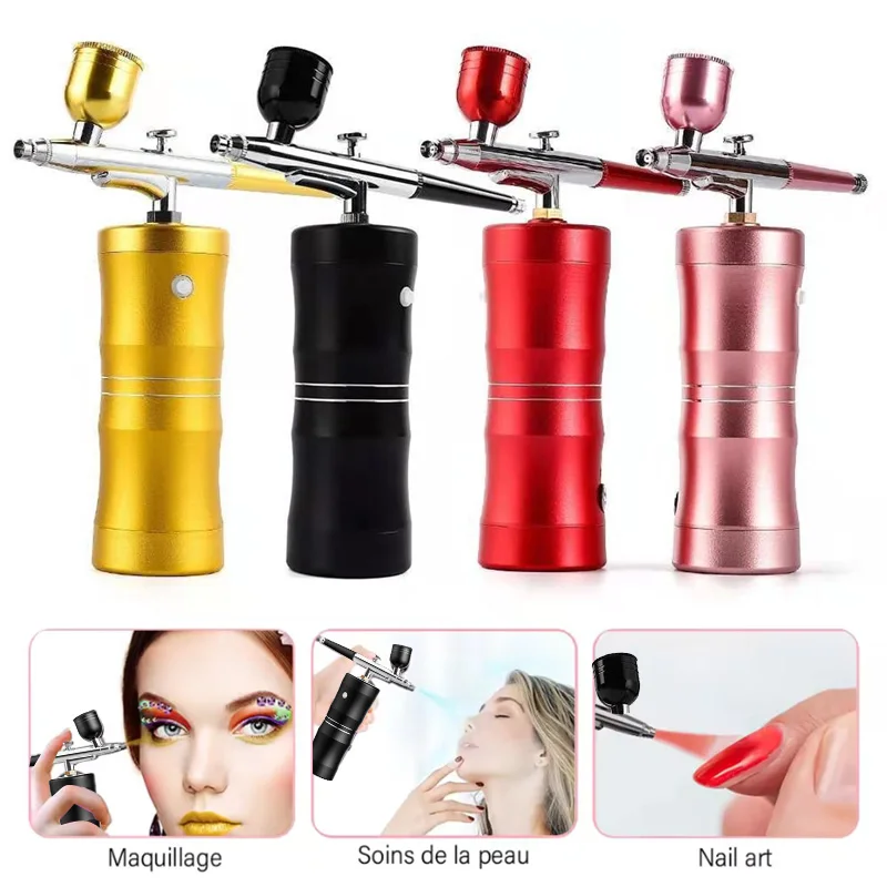 Mini Kit de compresseur d'air de pulvérisation d'oxygène, brosse à Air, pistolet de pulvérisation, processus de tatouage des ongles, outil de pulvérisation Nano