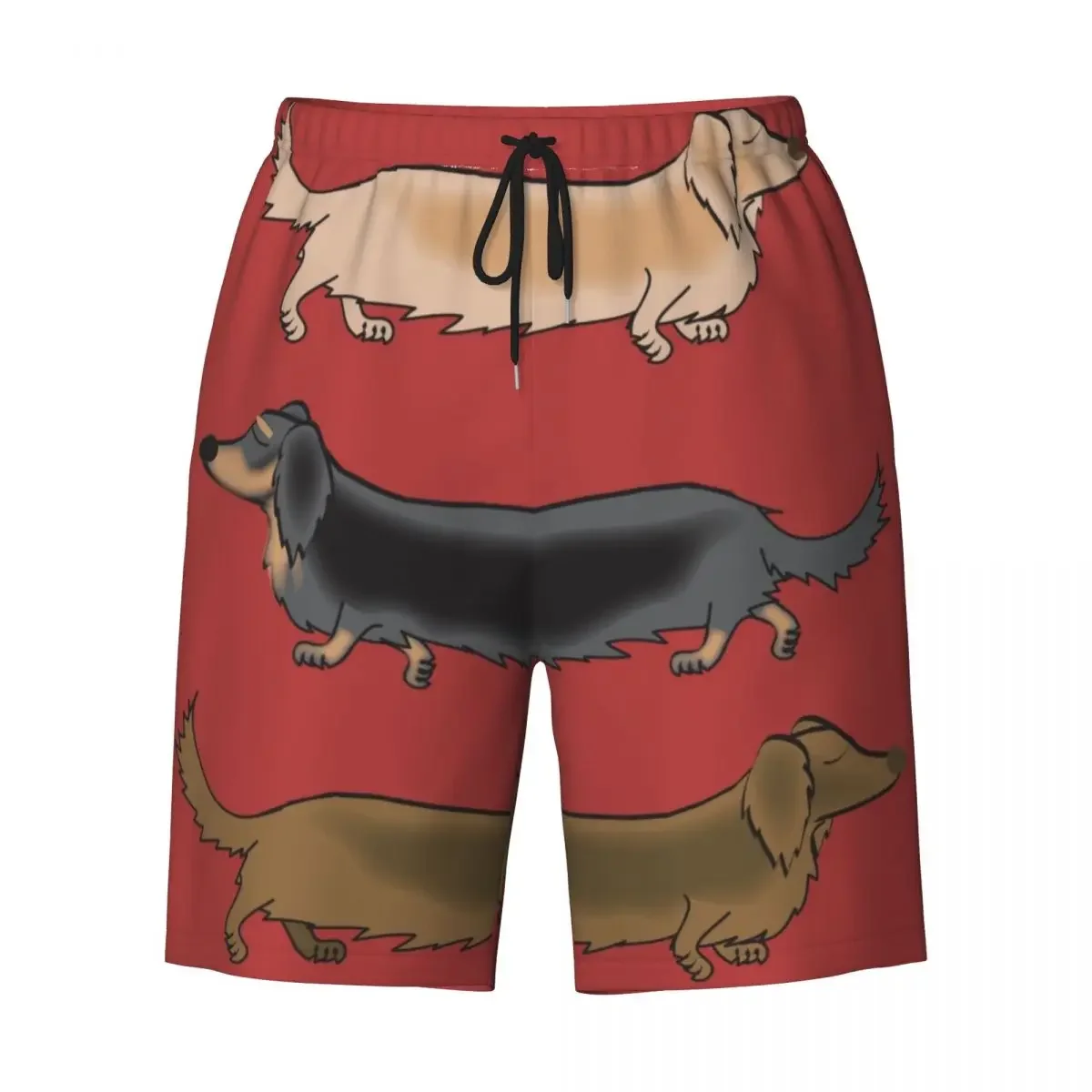 Bañador con estampado de perro salchicha para hombre, pantalones cortos de playa de secado rápido, estilo Kawaii