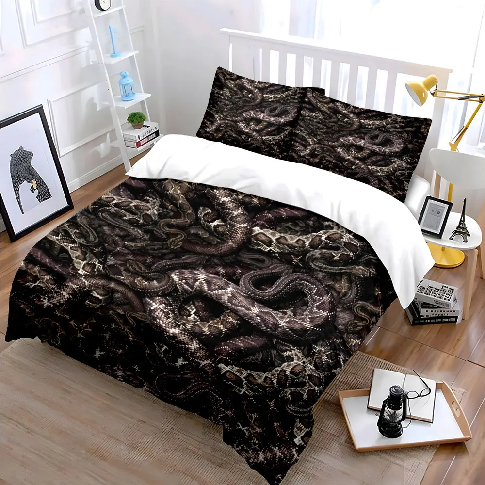 Dense entwined snakes Duvet Cover Set with 3D Printing Design Soft Polyester Bedding Set All-Season Comfort Machine Washable