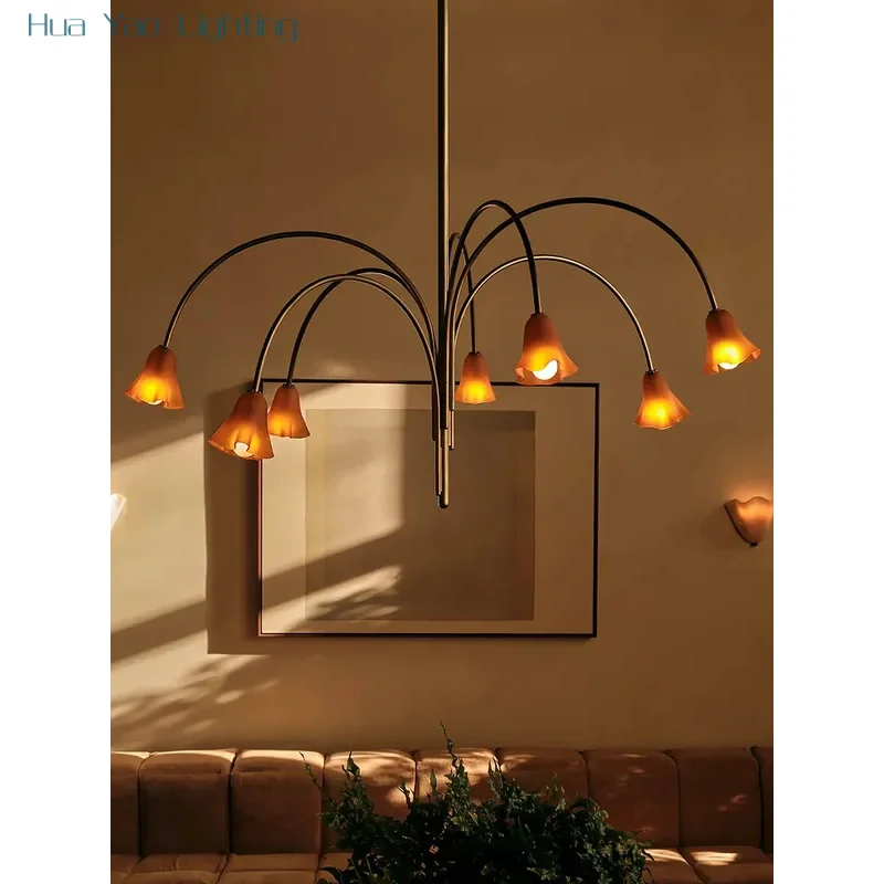 Flora series French retro high-end living room LED branch chandelier designer minimalist dining room bedroom art flower light