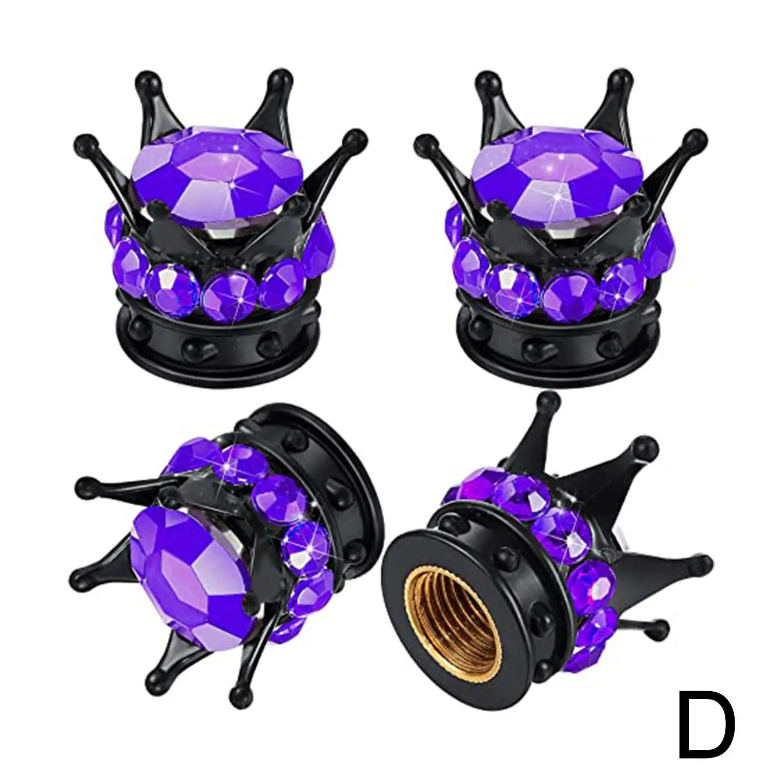 4pcs Silver Crown Purple Diamond Car Tire Tyre Valve Caps Covers  Car Motorcycle Bicycle Air Cover Auto Airtight Stems For BMW