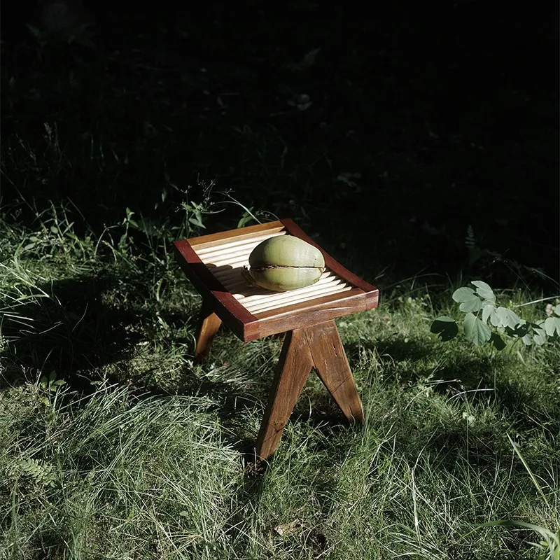 

Curved stool, series solid wood low stool, wabi wind low stool, household coffee chair