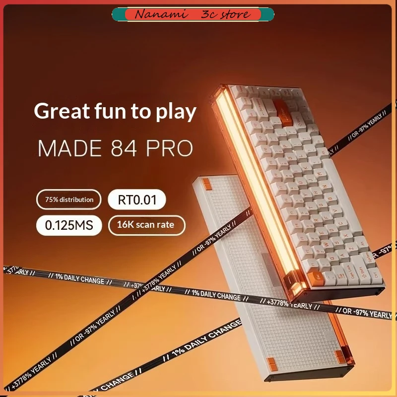 Melgeek MADE84 Pro Mechanical Keyboard Wired Magnetic Switch Keyboard 84keys Hot Swap Rgb Pbt Customize Gaming Keyboards Gifts