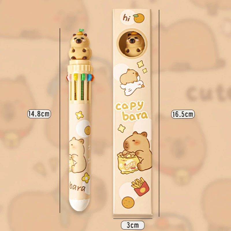 Cartoon Capybara Cute Animal 10Color Ballpoint Pen Signature Pen School Student Stationery Writing Supplies Kids Gift Funny Pens