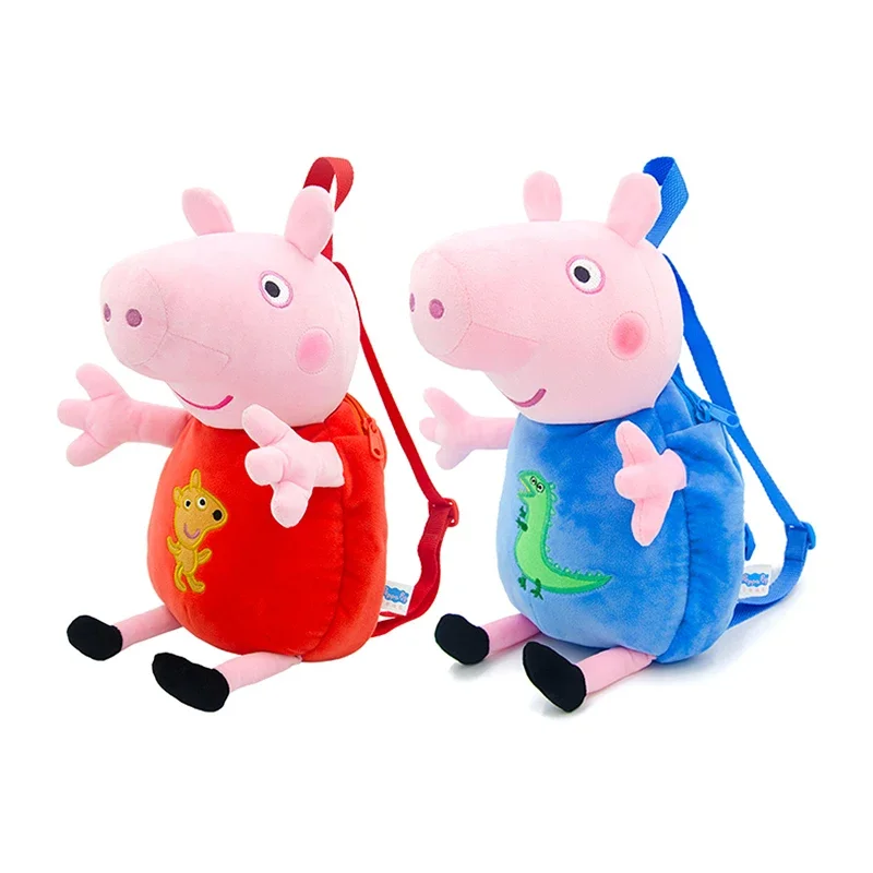 Mochila estereoscópica de Peppa Pig para niños, bolso cruzado de felpa, monedero de Anime, juguetes de George, bolsillo redondo, regalos