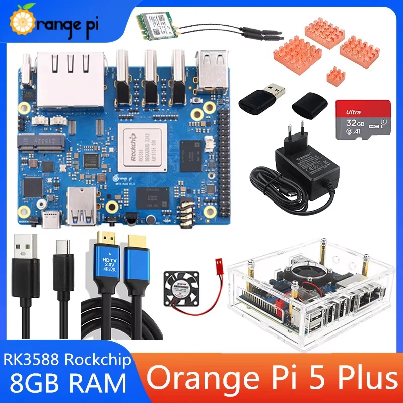 

Orange Pi 5 Plus 8GB RAM RK3588 8-Core 64-Bit 2.5G Dual Ethernet Optional Acrylic Case Copper Heatsinks For Orange Pi 5 Plus