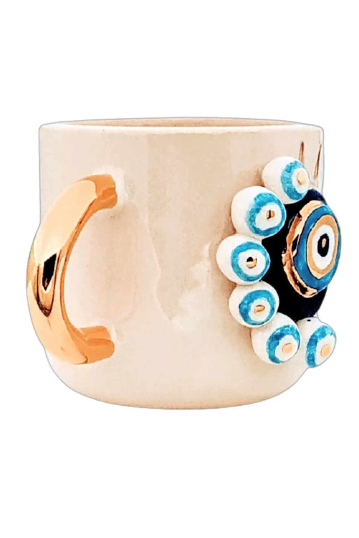 DOLBOVI 24 sterling gold embroidered pearl eye, handmade gift double turkish coffee cup 170 ml