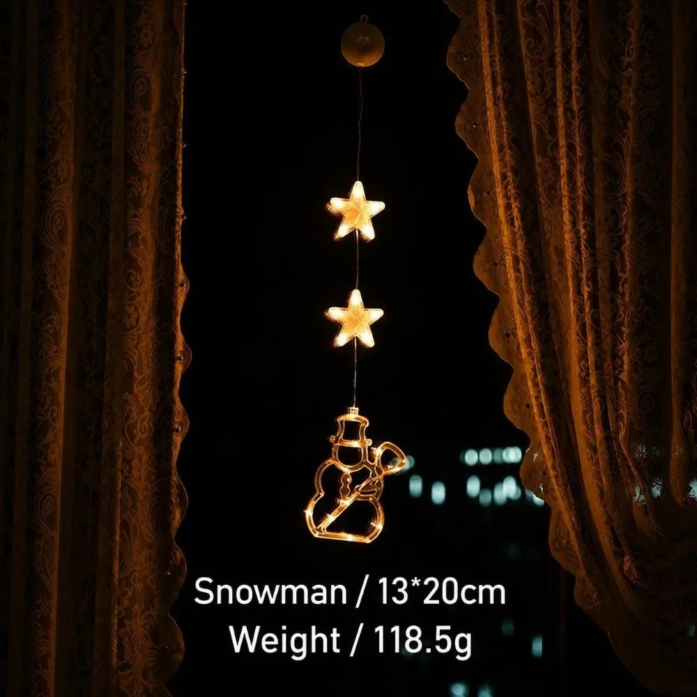 Acrylic LED Suction Cup Lights Elk/Snowflake/Bell/Snowman Suction Cup Mount Christmas Hanging Light Christmas Window Lights
