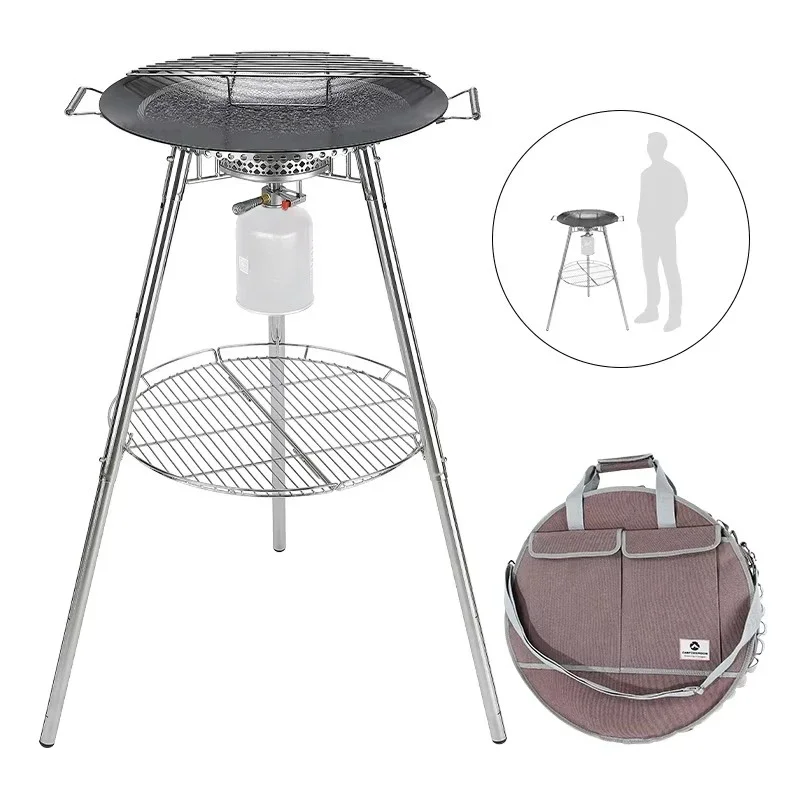 Outdoor stainless steel grill Folding outdoor grill Cast iron frying pan