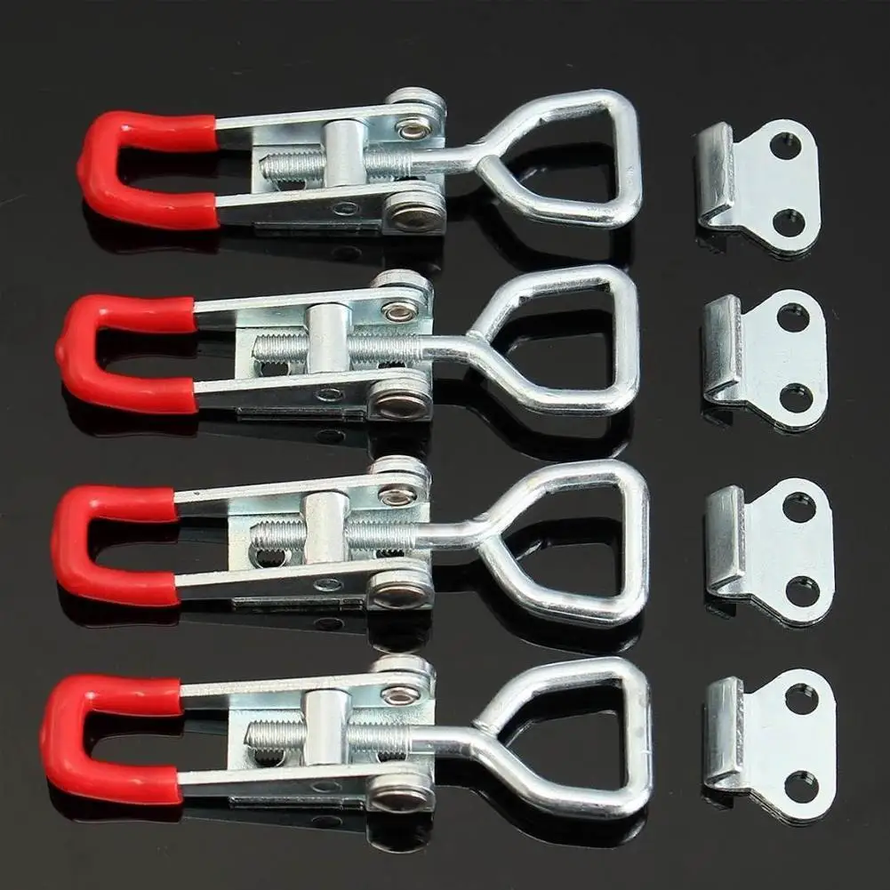 4001-SS Steel Adjustable Toggle Locking Clamp Door Bolt Type Pull Action Latch Hand 150kg Woodworking Tool 1pc