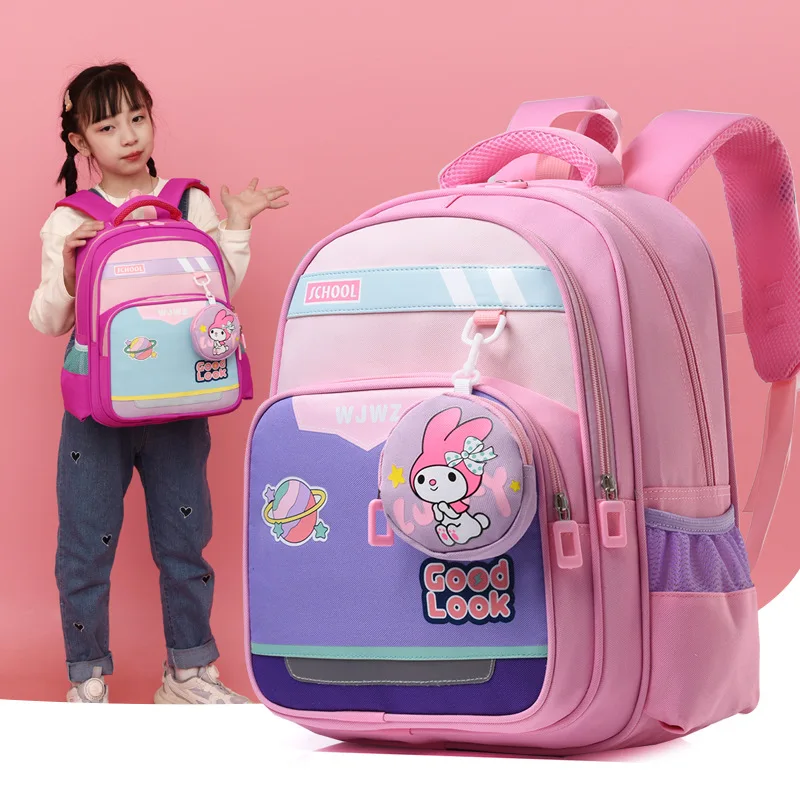 Sanurgente Melody Cartable pour garçons et filles, sac à dos étudiant, sac à dos décontracté, réduction de la charge, dessin animé mignon, polyvalent, nouveau