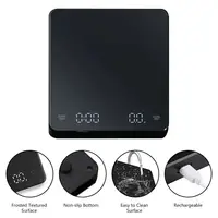 Báscula Digital de Cocina con Pantalla LED y Temporizador, Alimentada por USB, para Cafetera Espresso, 3 kg Máx., Medición de Precisión de 0.1 g en Oz/g/ml