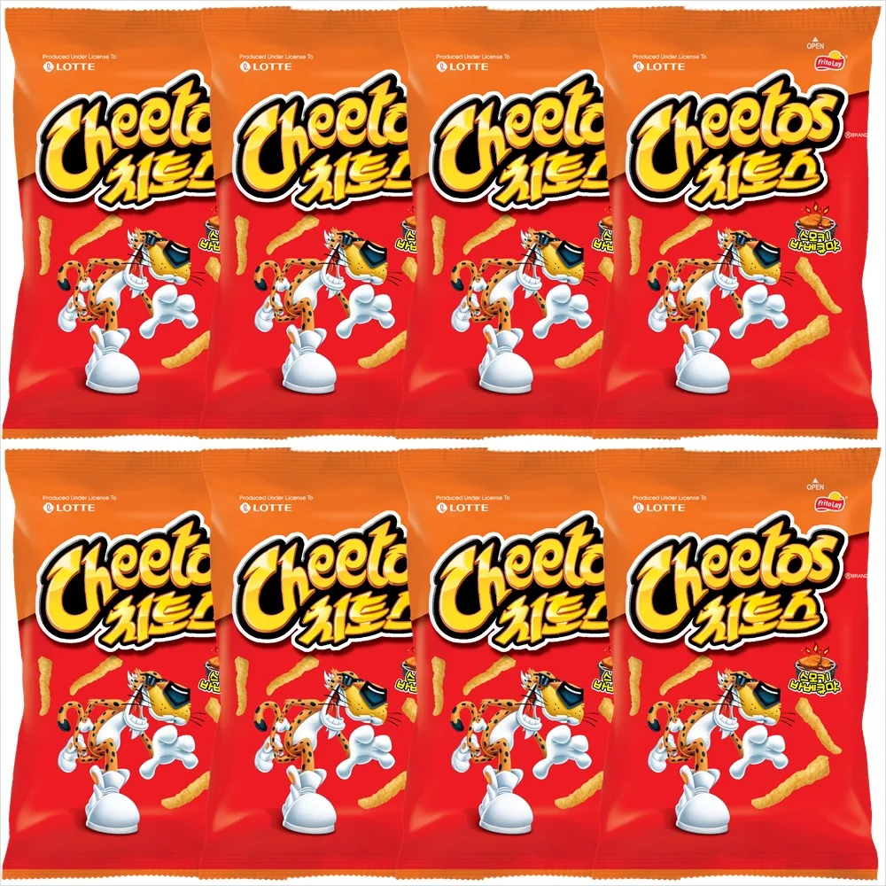 Lotte Cheetos Sabor a barbacoa ahumado 82 g X 8 (Compre 2 juegos y obtenga 1000 ganan una larga vida útil)