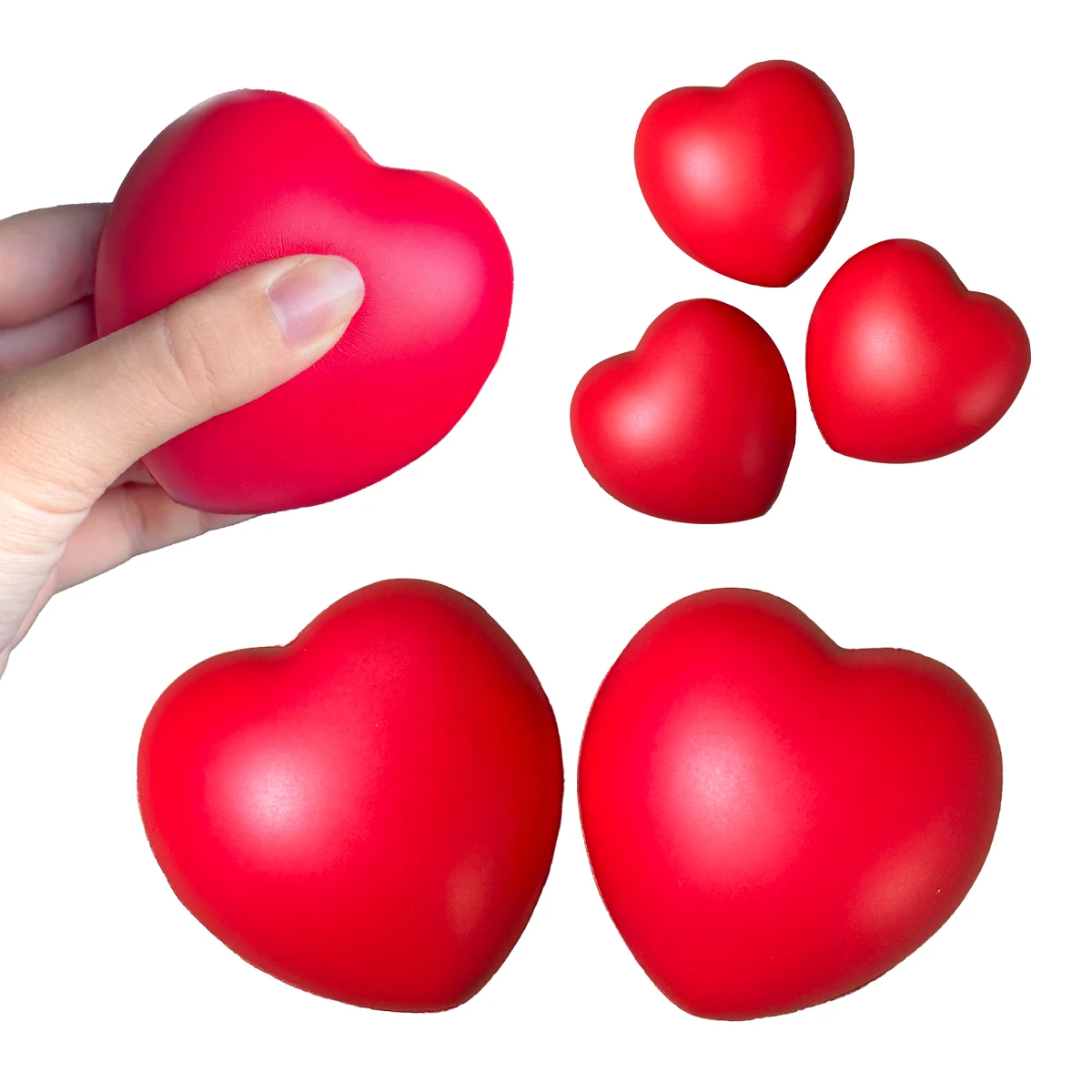 Heart Stress Balls Stress Balls Foam BalStress Relief Balls for School Carnival Reward Valentine Party Bag Gift Fillers (Red)