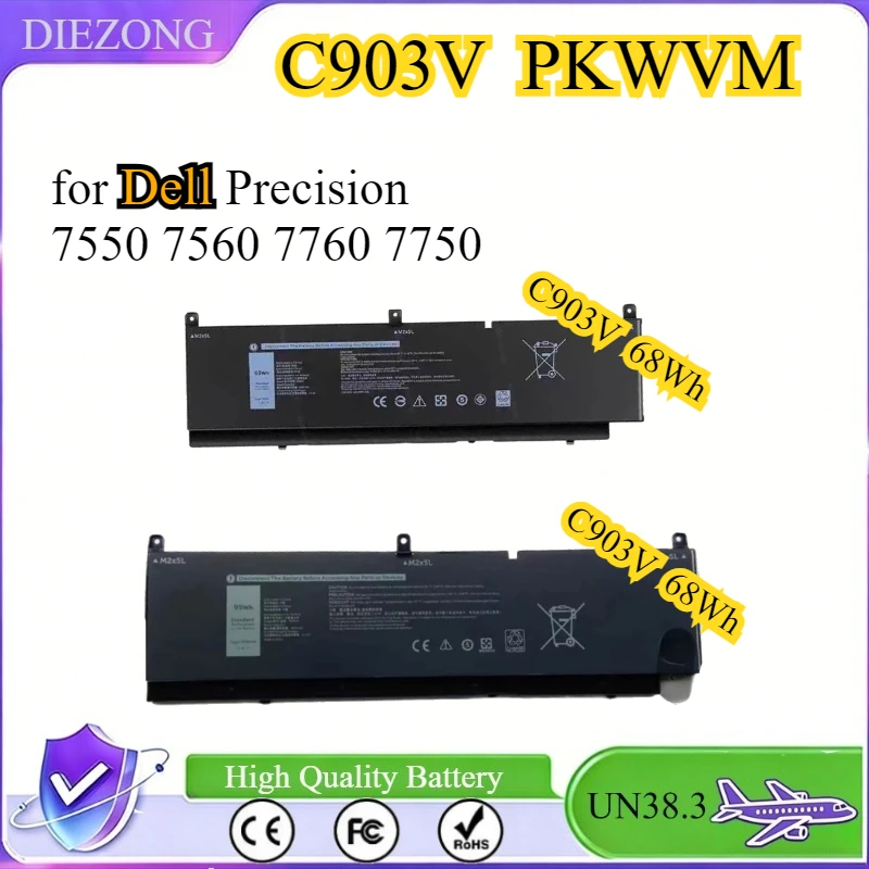 

C903V 68WH PKWVM 95WH CR72X 17C06 447VR 68ND3 J0VNR Laptop Battery for Dell Precision 7550 7560 7760 7750 Replacement Battery