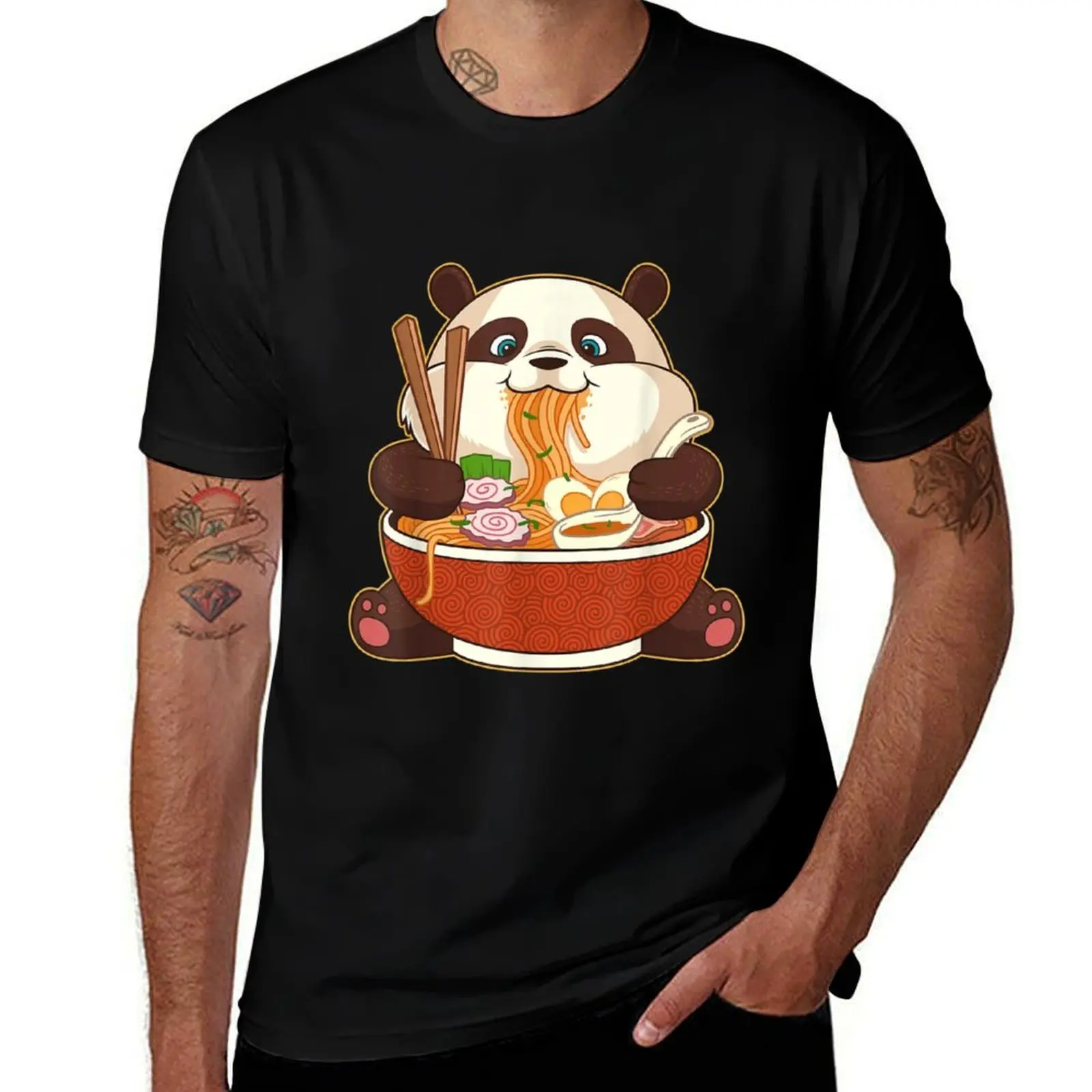 Kawaii lindo Anime Panda Otaku japonés Ramen fideos regalo camiseta camisetas con estampados camiseta