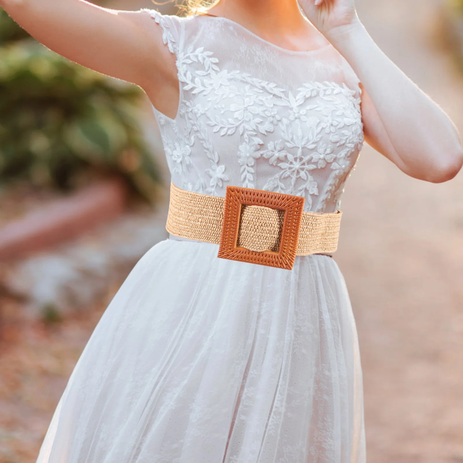 

2pcs Woven Waist For Women Dress Adjustable Lady Dress Rustic Style Belt For Pants Skirt Blouse Fashion Waist Belt Casual Formal