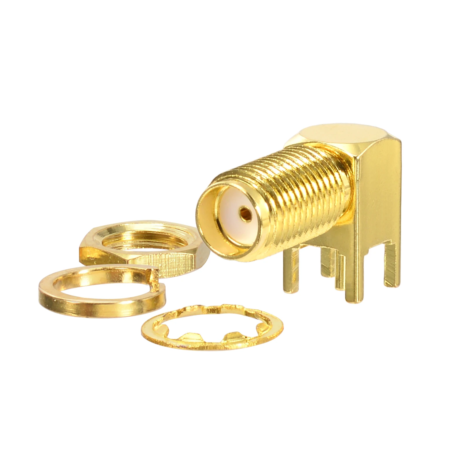 Superbat SMA thru hole Female Bulkhead Right Angle PCB Mount Short Version RF Coaxial Connector