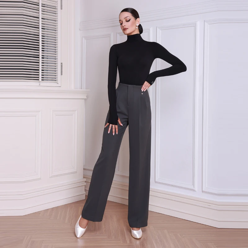 Abbigliamento da ballo femminile per donna, tango, competizione di danza moderna, abiti, collo alto, pantaloni da ballo a vita alta, top latino SL14721