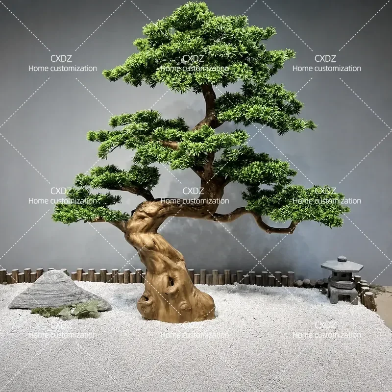 Large Simulated Pine Tree Bonsai Artificial Lohan Pine Ornament Fake Plant for Hotel Exhibition Hall Decorative Landscaping
