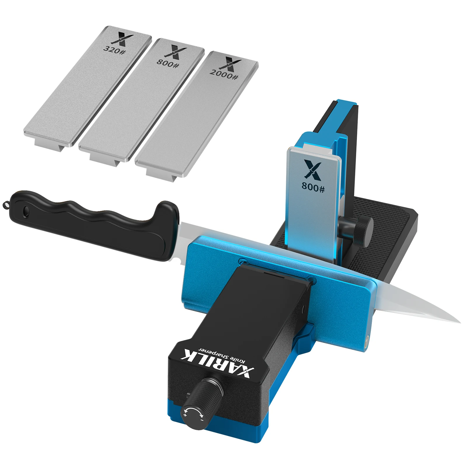 YARILK Professional Knife Sharpening System, Fixed Angle Sharpener with 320 800 2000 Grit Stones, Kitchen Knife Edge Tool