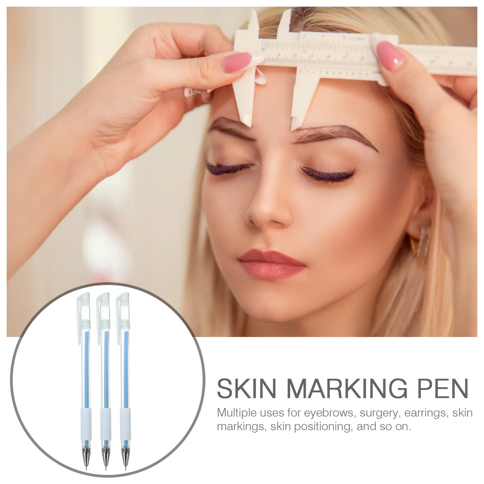 

3Pcs Waterproof Skin Marking Pen for Eyebrow Lip Line Tattoo Position Microblading Surgery Earrings Precise Drawing Sweat