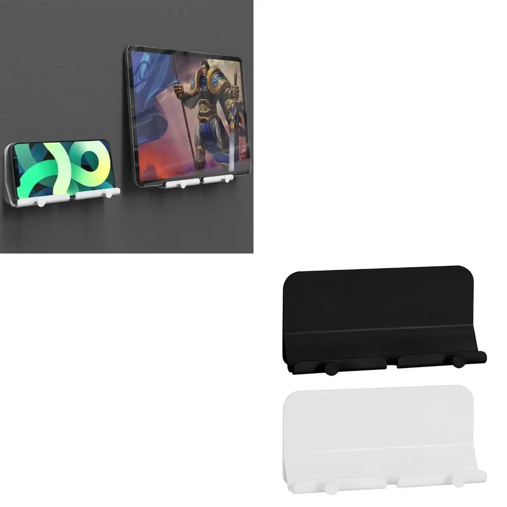 Wall Mount for Smart Phone Holder Stand with Charging Hole Self-Adhesive for Key Hanging Rack Storage Towel Hook Shelf Hanger