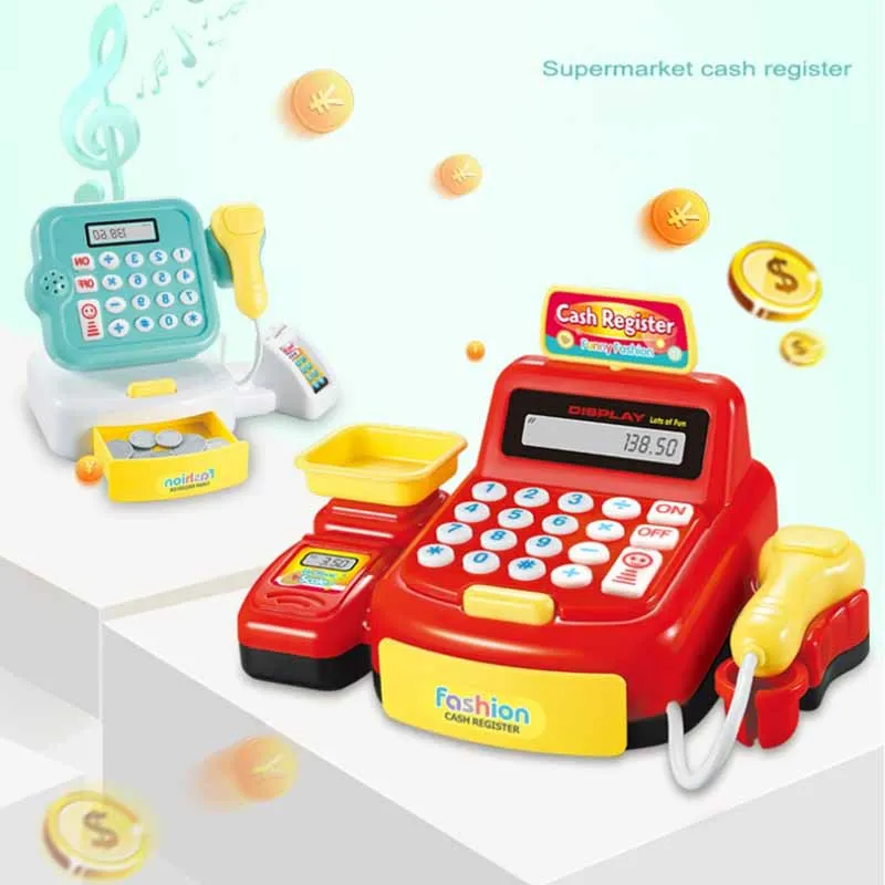 Creative Children Cash Register Toys Girls Play House Toys With Sound And Lights Simulation Scanner Supermarket Cashier Toys