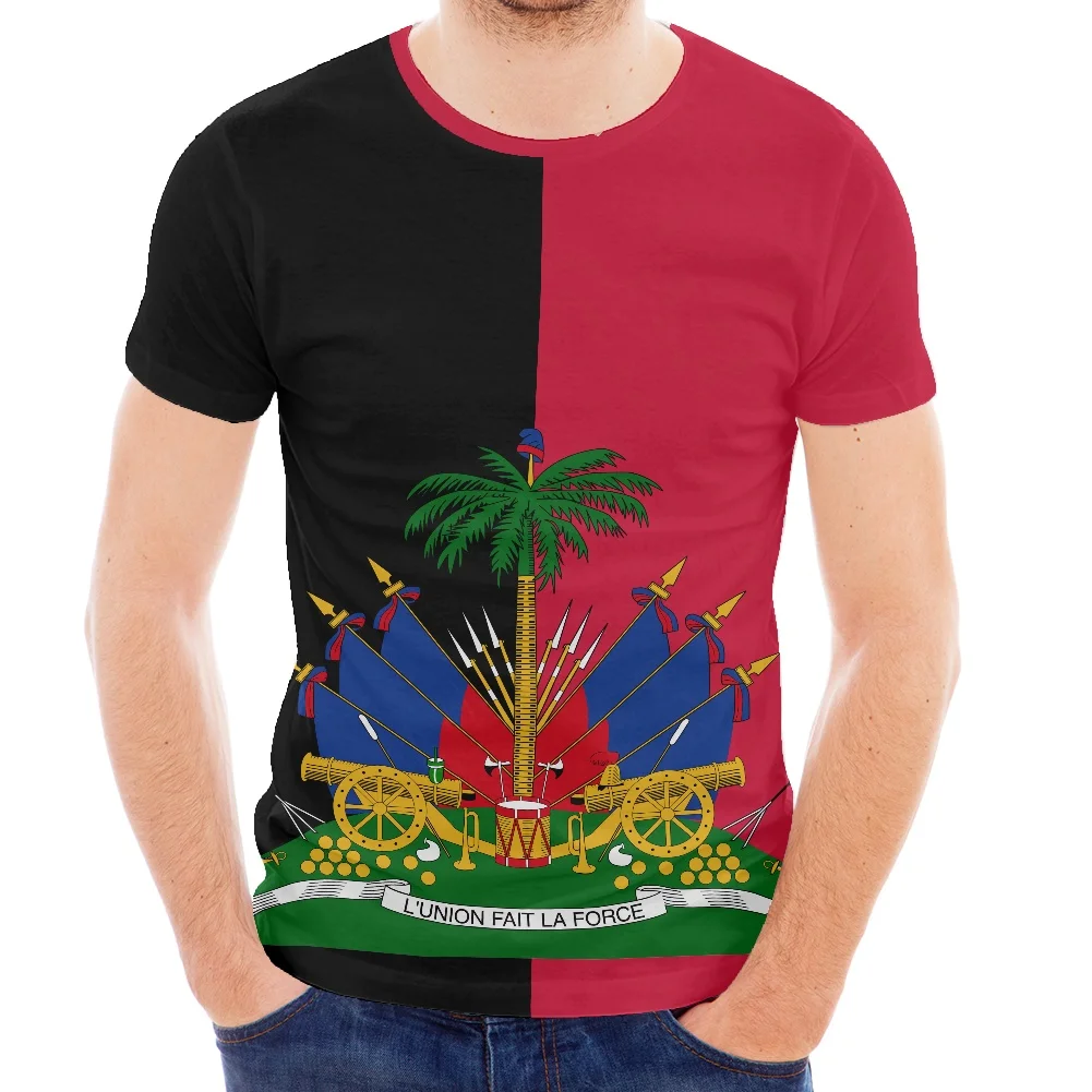 Polynesian Tribe Loose Short-Sleeved T-Shirt Summer Plus Size Men's O-Neck T-Shirt North America Haitian Pattern Printing Top