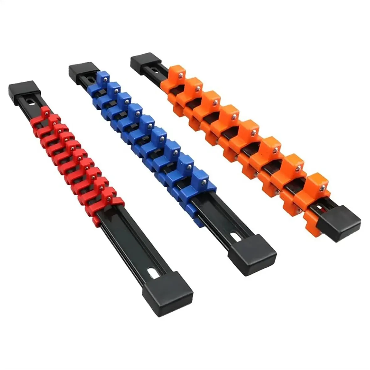 ~！【Best Seller】3 PCS Double Sided Socket Organizer,1/2in 3/8in 1/4in ABS Drive Socket Rail Holder Set,Premium Quality Socket Ho