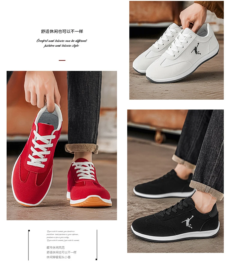 Herrenschuhe, trendige Frühlings- und Herbstschuhe, neue Modelle für den internationalen Markt, weiße, schwarze und rote Sneaker, atmungsaktive Herren-Freizeitschuhe mit weicher Sohle und niedrigem Schaft, vielseitig einsetzbar. – Detail 3