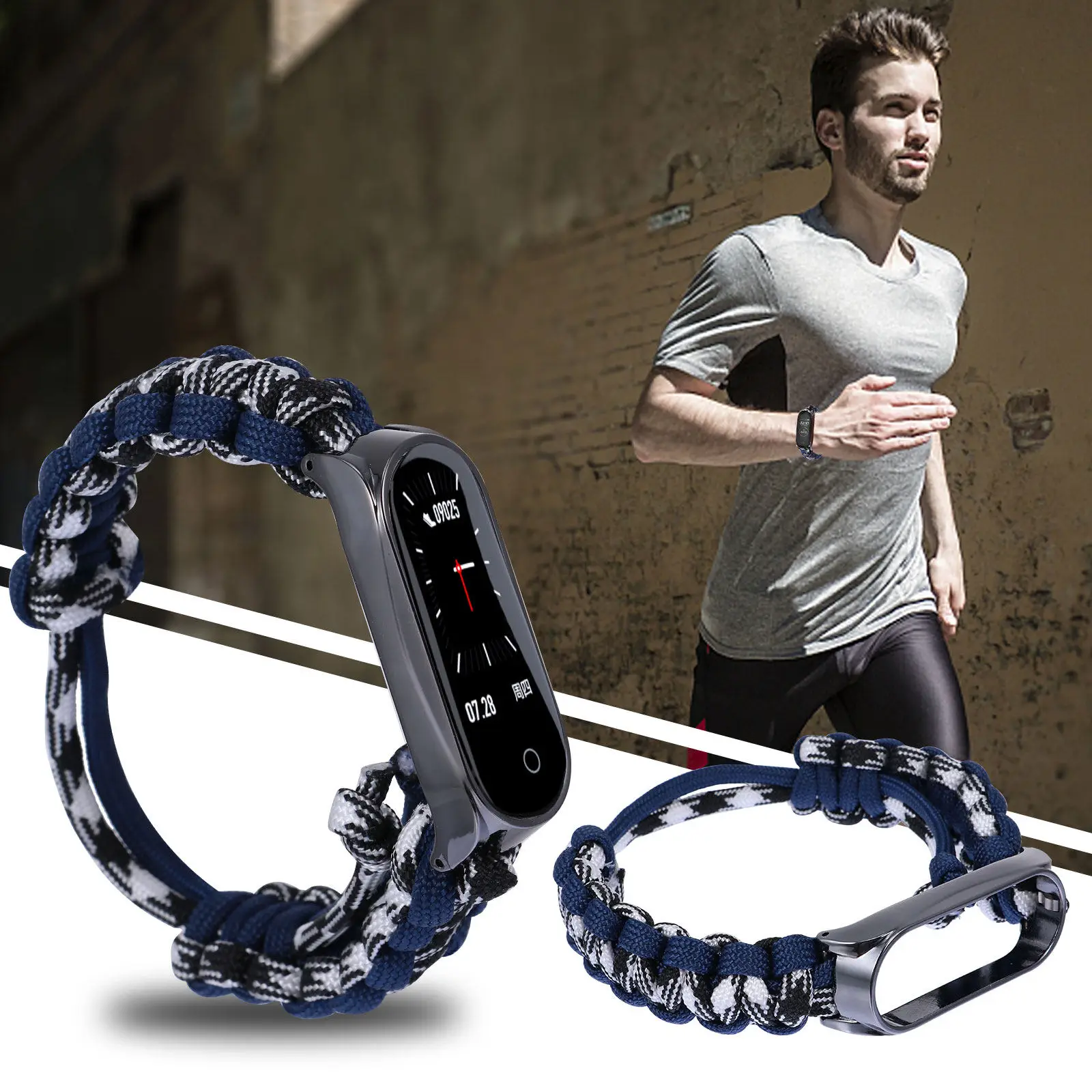 

Navy Floral Design Watch Strap Zinc Alloy Adjustable Comfortable Band for 5 Compatible Sports Fashion Wristband