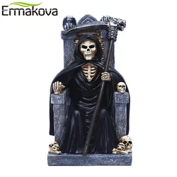 ERMAKOVA Death God Statue Figurine Carving Horror Home Table Decorative Craft Human Resin Bone Skeletons Halloween Ornament Gift