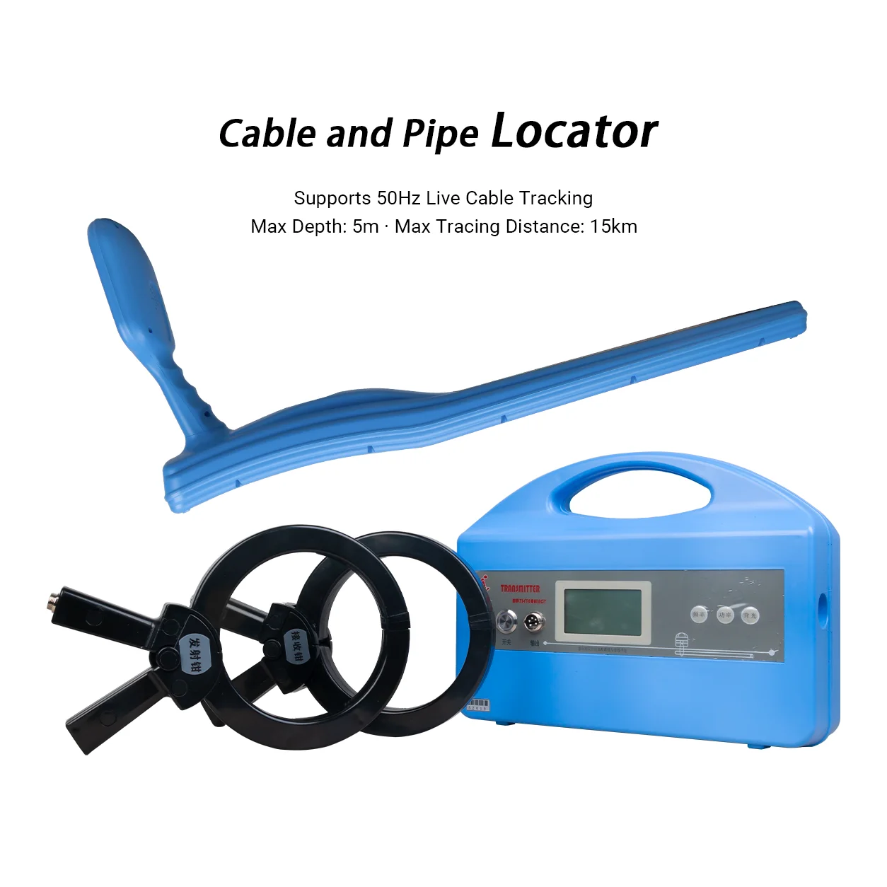 High Precision Underground Cable Locator 15km Max Distance Cable Route Tracer 100dB Dynamic Gain Control LCD Display 1 Year High
