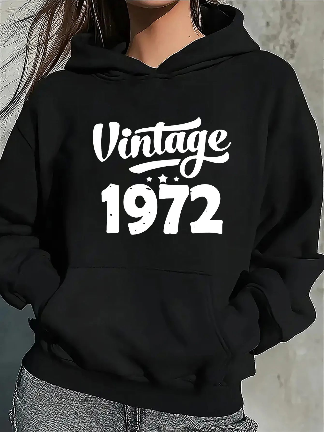 

Retro 1972 Pattern Women's Hoodie Fashionable Black Casual Sportswear Comfortable Hoodie Pullover
