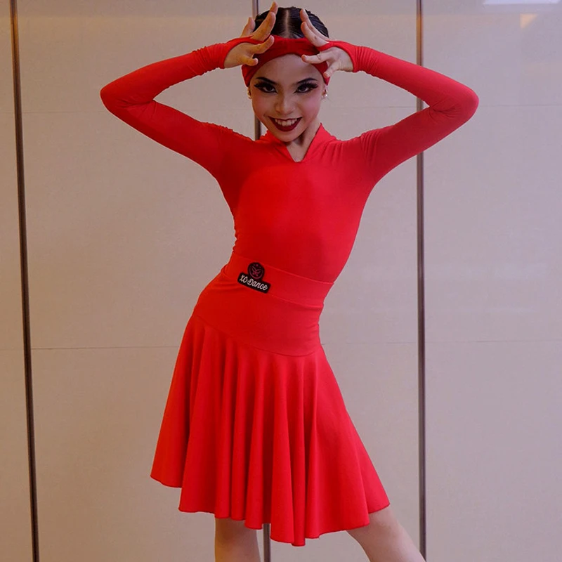 

Новый костюм для соревнований по латиноамериканским танцам по национальному стандарту, детское профессиональное платье для бальных танцев, одежда для сценических танцев SL15043