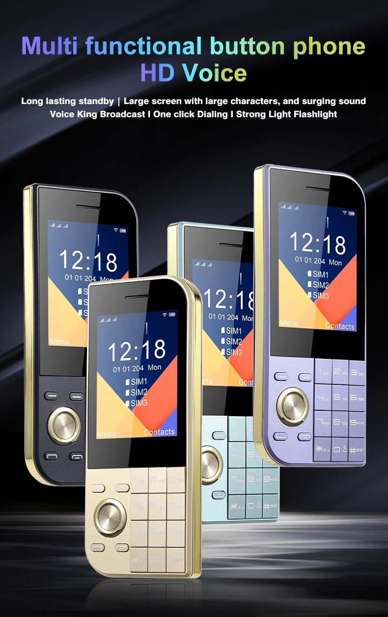 Ultra Slim Mini Size Cute Pocket Mobile Phone Big Screen Triple SIM SOS Call Speed Dial Large Button New Disign Elderly Phone