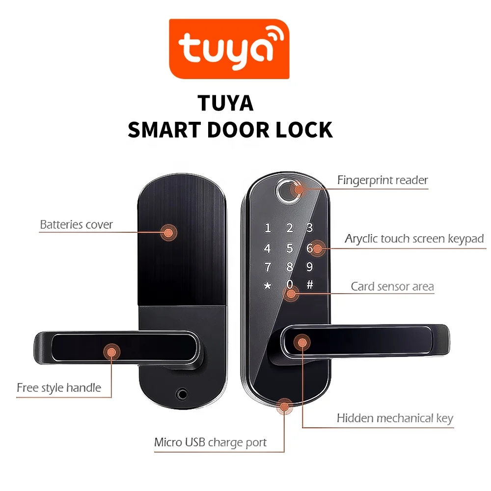 Tuya cooperation supplier home fingerprint tuya door lock smart wifi