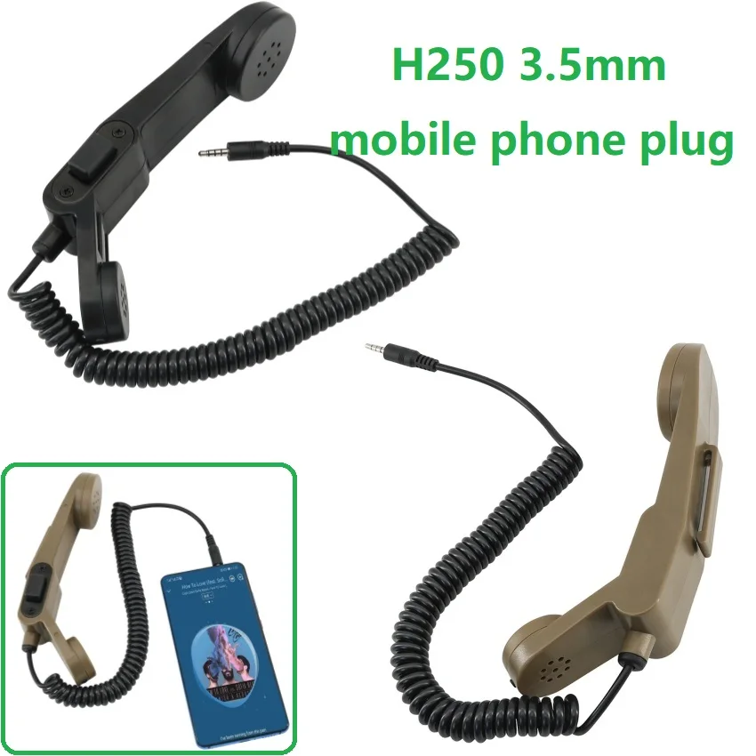 H-250 Tactical Handheld PTT H250 PTT Phone 3.5mm Connector Handheld Speaker Microphone for Samsung, HTC