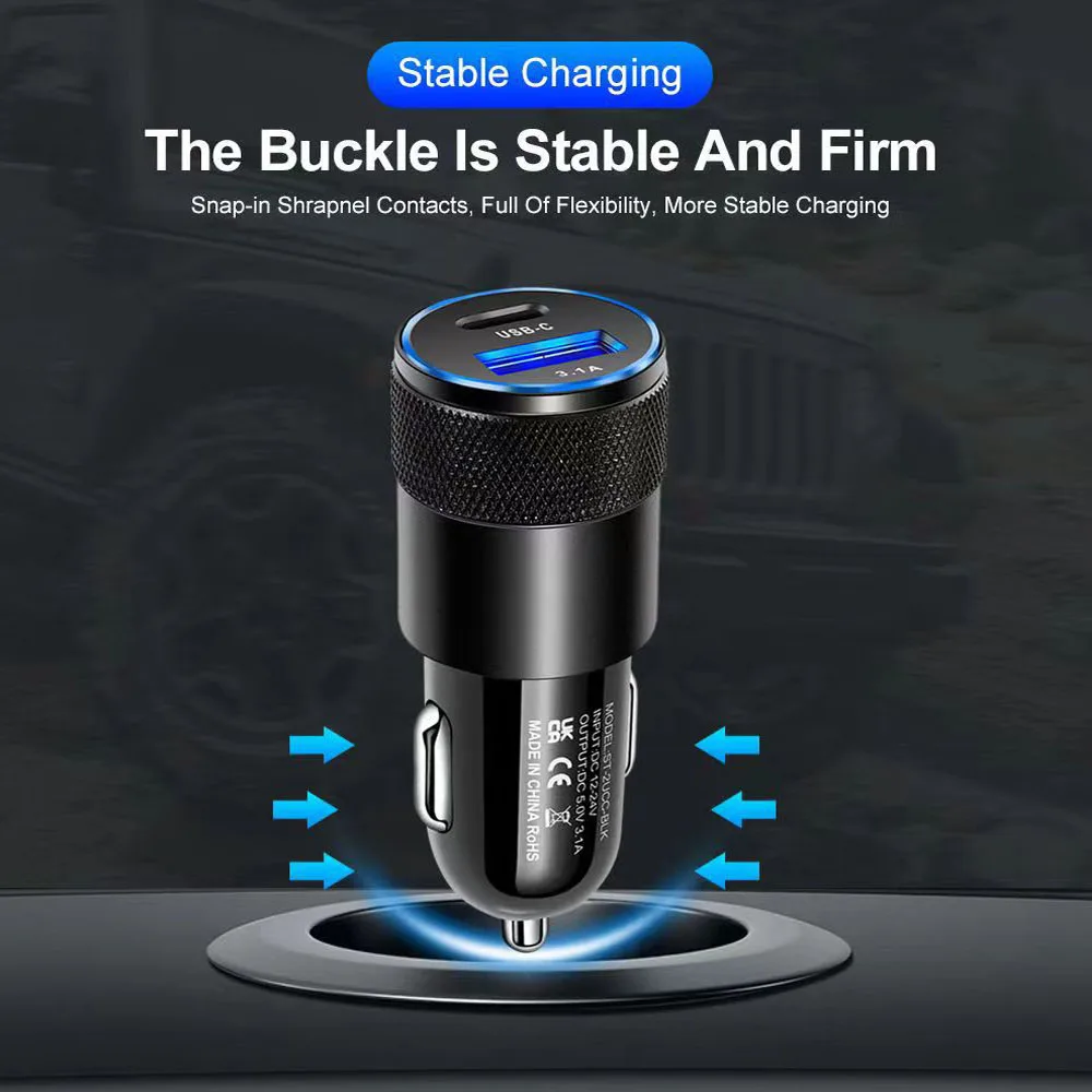 Pengisi Daya Mobil USB 66W Pengisian Cepat 3.0 USB Tipe C Adaptor Ponsel Pengisi Daya Cepat untuk Tablet Laptop Iphone