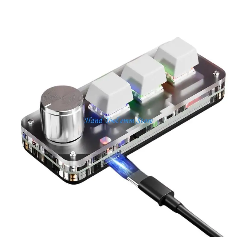 H37F USB لوحة مفاتيح صغيرة مع مفاتيح ميكانيكية 1 مقبض لوحة مفاتيح برمجة ذاتية الصنع للألعاب والترميز والمهام المكتبية