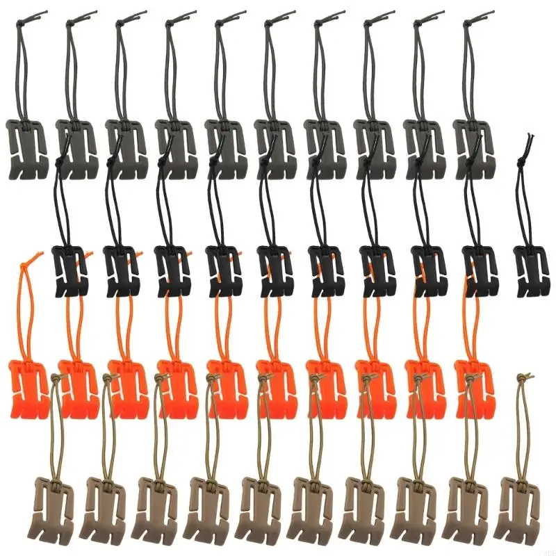 C4DE 10Pcs Tactic Gear Clip Dominators with Elastics String, Outdoor Sports Management Attaching Clamps Backpack Buckle Strap