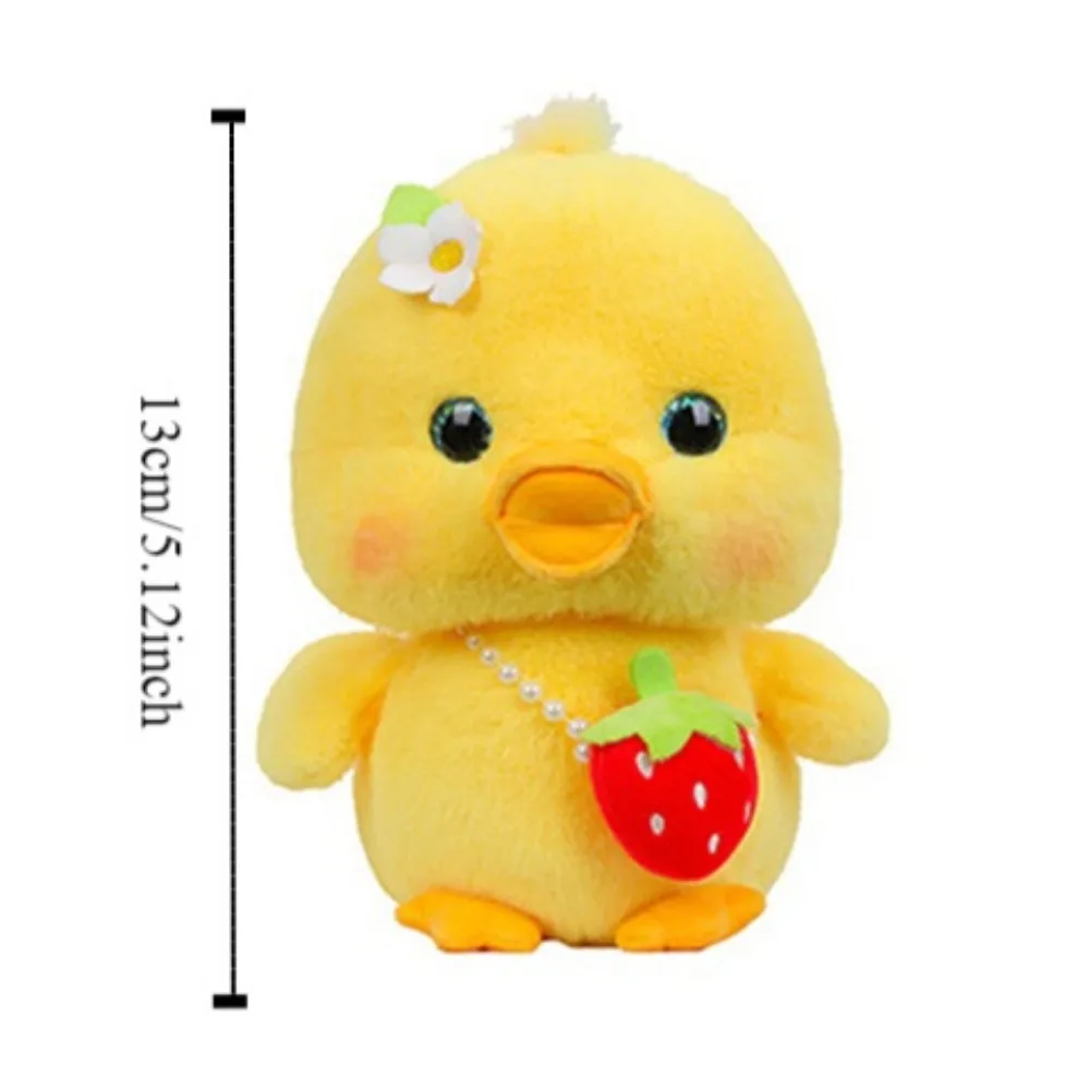 Porte-clés en peluche de canard aux yeux 3D, HprognHarvey, pressant la musique, pendentif en peluche, simulation de canard doux, porte-clés jaune, décoration d'intérieur