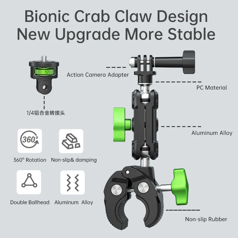 لانبارتي العالمي تعديل عمل الكاميرا حامل كراب المشبك لركوب للدراجات النارية ل إنستا 360 ل GoPro بطل 11