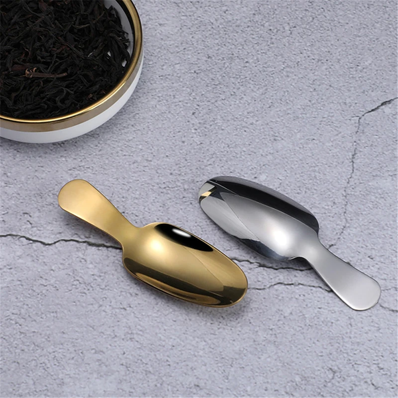 Mini Stainless Steel Spoons Kitchen Spice Condiment Spoon Sugar Tea Coffee Scoop Short Handle Wood Kids Spoon Kitchen Gadgets