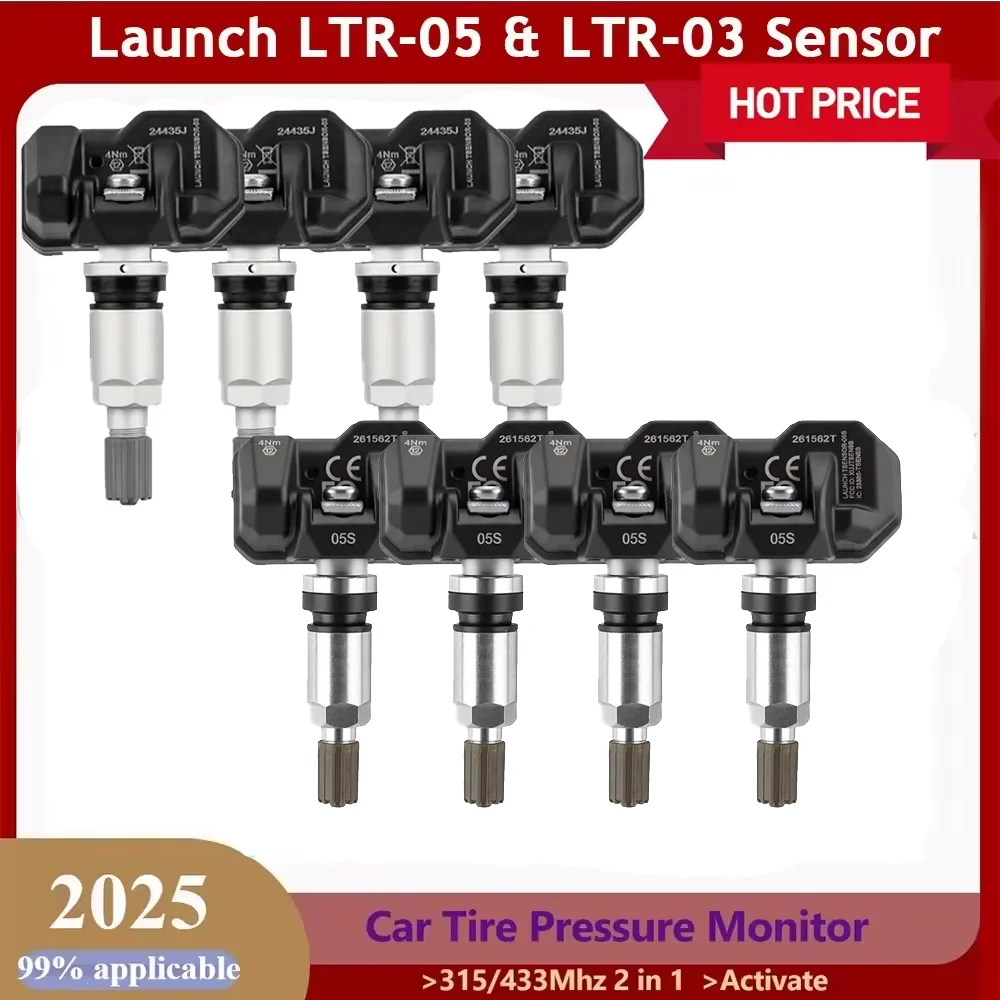 2026 Launch RF03 RF05 TPMS Sensor 315/433MHz Universal Programmable Tire Pressure Sensor Compatible with 98% Car for Toyota Ford