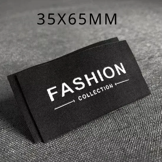 DIY Labels Custom Logo Polyester Cotton Tags Business Name LOGO Printed Cotton Labels White Fabric image 2